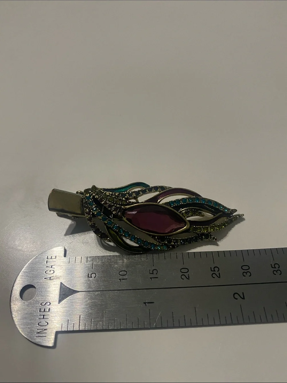 Multicolor Crystal Peacock Feather Hair Clip